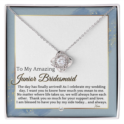 Junior Bridesmaid Gift - On My Wedding Day For Jr. Bridesmaid - Wedding Party Thank You Gift , Dusty Blue And Gold Wedding Theme - Liliana and Liam