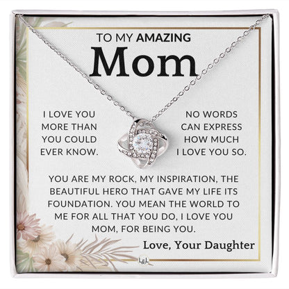 Gift for Mom - My Rock - To Mother, From Daughter - Beautiful Women's Pendant Necklace - Great For Mother's Day, Christmas, or Her Birthday