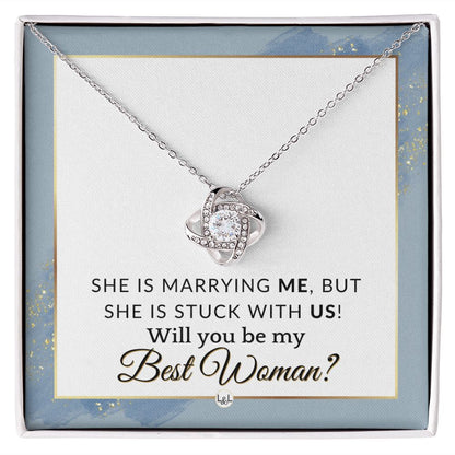 Best Woman Proposal - Gift From Groom - Will You Be My Best Woman - Wedding Party Accessories , Dusty Blue And Gold Wedding Theme - Liliana and Liam