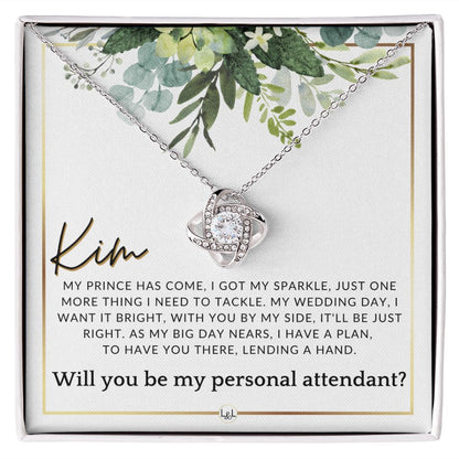 Wedding Personal Attendant Proposal, Custom Name - Wedding Helper - Wedding Party Gift Idea , White and Green, Eucalyptus Wedding