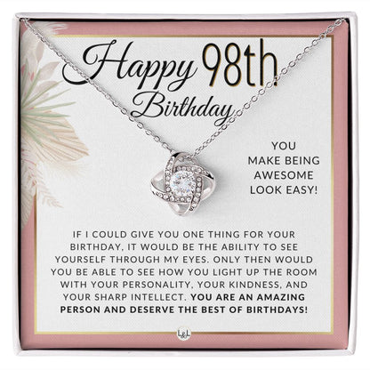 98th Birthday Gift For Her - Necklace For 98 Year Old - Beautiful Woman's Birthday Pendant Jewelry - Liliana and Liam