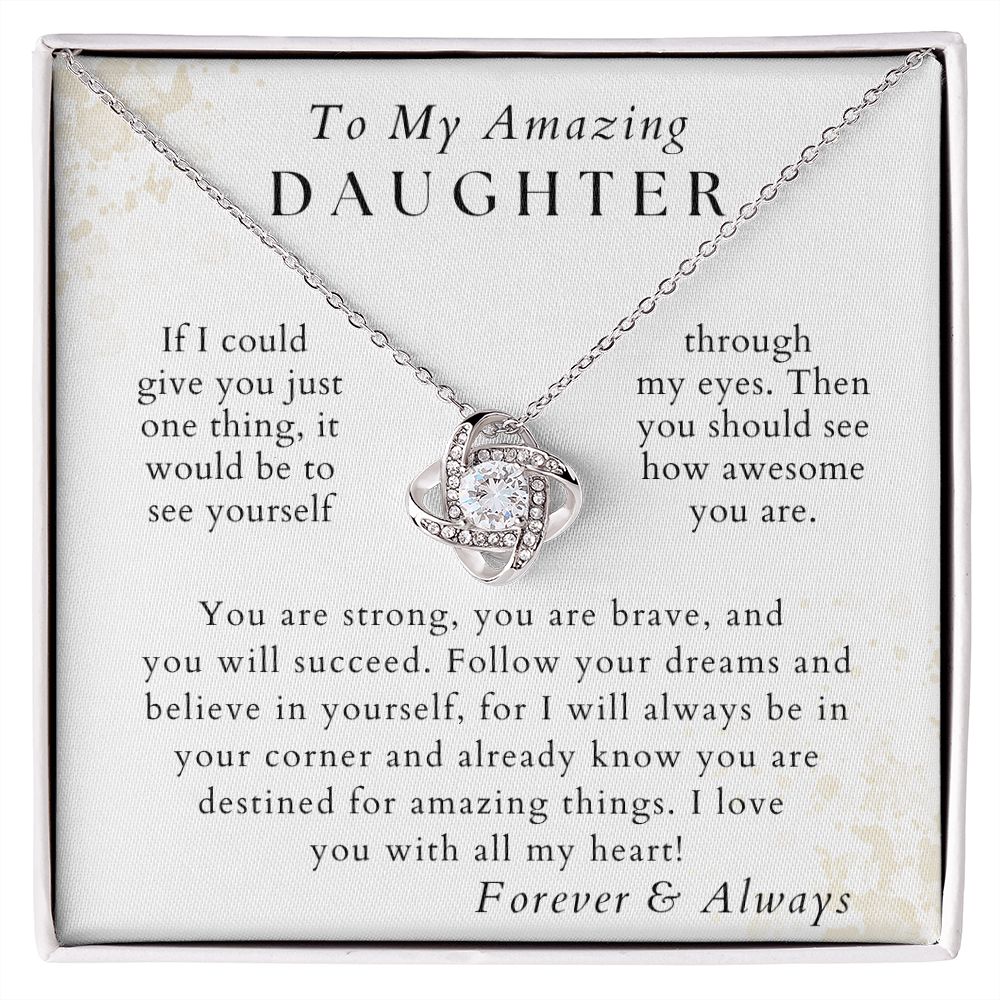 With All My Heart - Daughter Necklace - Gift from Mom or Dad - Birthday, Graduation, Valentines, Christmas Gifts