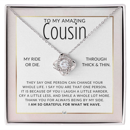 Gift For Female Cousin - Ride Or Die - Pendant Necklace Present For Girl Cousin - Great For Christmas, Her Birthday, Or As An Encouragement Gift - Liliana and Liam