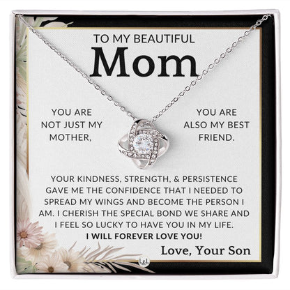 Gift for Mom, From Son - My Best Friend - To Mother, From Son - Beautiful Women's Pendant Necklace - Great For Mother's Day, Christmas, or Her Birthday - Liliana and Liam
