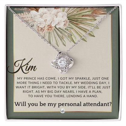 Wedding Personal Attendant Proposal, Custom Name - Wedding Helper - Wedding Party Gift Idea , Sage Green & Boho Wedding Theme - Liliana and Liam