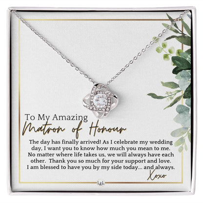 Matron of Honour Thank You Gift - On My Wedding Day Gift From Bride - Wedding Party Accessories , White and Green, Eucalyptus Wedding - Liliana and Liam