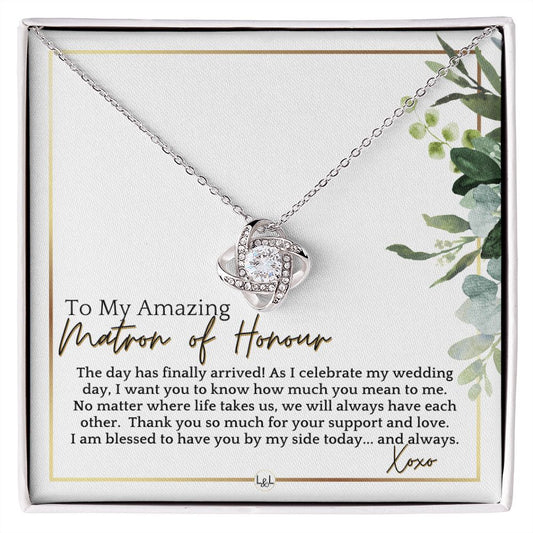 Matron of Honour Thank You Gift - On My Wedding Day Gift From Bride - Wedding Party Accessories , White and Green, Eucalyptus Wedding - Liliana and Liam