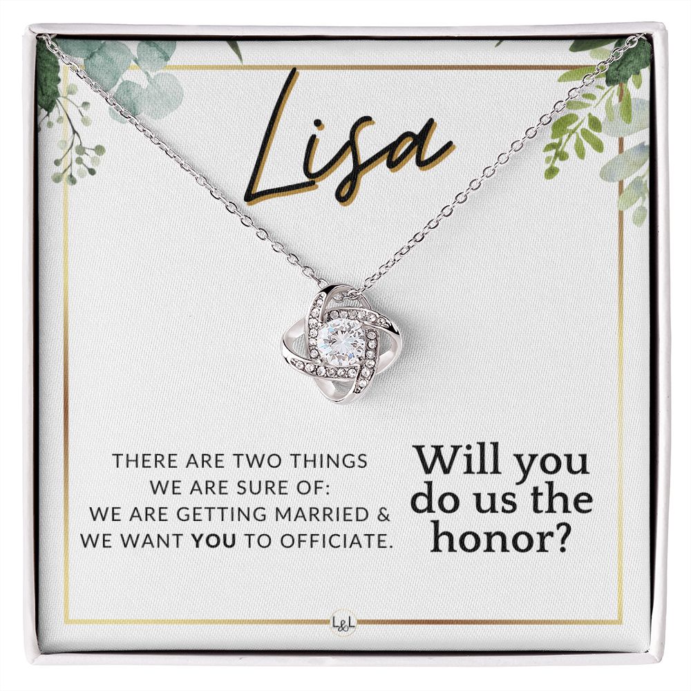 Wedding Officiant Proposal, Custom Name - Female Officiant, Vow Renewal - Do Us The Honor , White and Green, Eucalyptus Wedding