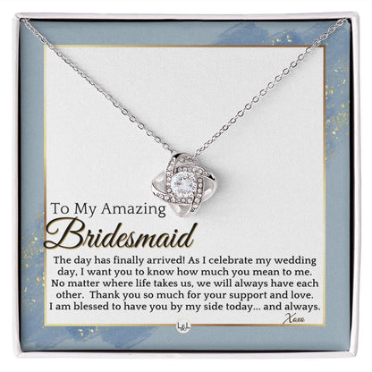 Bridesmaid Gift - On My Wedding Day From Bride - Wedding Party Thank You Jewelry Accessories , Dusty Blue And Gold Wedding Theme - Liliana and Liam