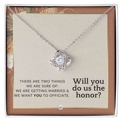 Wedding Officiant Proposal - Female Wedding Officiant, Pastor, Celebrants - Do Us The Honor , Terracotta, Rust And Gold Wedding Theme - Liliana and Liam