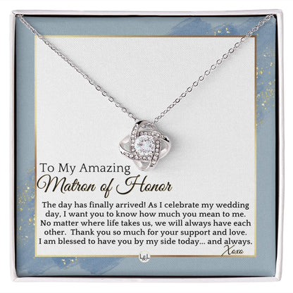 Matron of Honor Thank You Gift - On My Wedding Day MOH Gift From Bride - Wedding Party Accessory , Dusty Blue And Gold Wedding Theme - Liliana and Liam