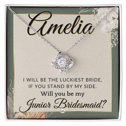 Junior Bridesmaid Proposal, Custom Name - Great Wedding Party Gift From Bride - Be By My Side , Sage Green & Boho Wedding Theme