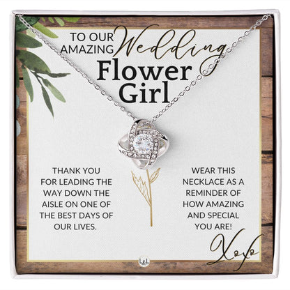 Flower Girl Necklace - Wedding Party Thank You Gift - Gratitude Gift, Token of Appreciation , Rustic and Wood Wedding Theme - Liliana and Liam