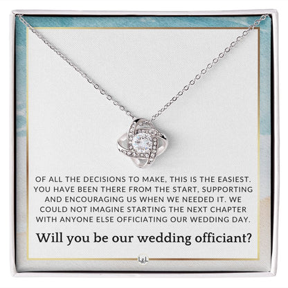 Wedding Officiant Proposal - Female Wedding Officiant, Pastor, Celebrants - Of All The Decisions , Beach and Destination Wedding Theme - Liliana and Liam