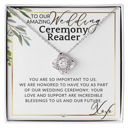 Wedding Ceremony Reader - Great Thank You Gift From Bride and Groom - Gratitude & Appreciation , White and Green, Eucalyptus Wedding - Liliana and Liam