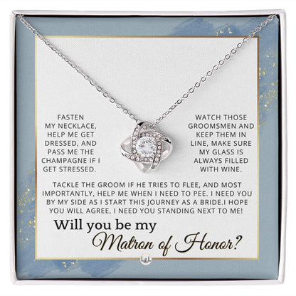 Matron of Honor Proposal Gift - Unique Be My MOH Gift From Bride - I Need You - Wedding Party , Dusty Blue And Gold Wedding Theme - Liliana and Liam