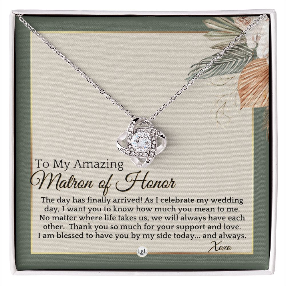 Matron of Honor Thank You Gift- On My Wedding Day MOH Gift From Bride- Wedding Party Accessory , Sage Green & Boho Wedding Theme