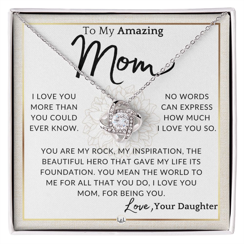 Gift for Mom - My Rock - To My Mother, From Daughter - A Beautiful Women's Pendant Necklace - Great For Mother's Day, Christmas, or Her Birthday