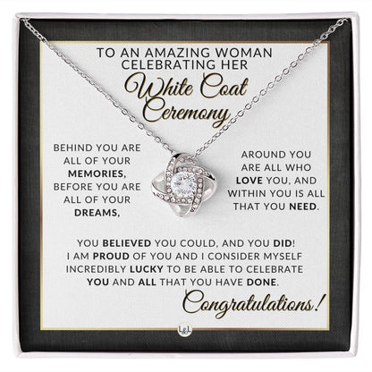 White Coat Ceremony Necklace for the Aspiring Medical Professional - Pharmacy School, Nurse, Vet, Dentist, Veterinarian, Physical Therapy Graduation - Liliana and Liam