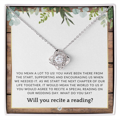 Wedding Ceremony Reader Proposal - Will You Read At Our Wedding - From The Bride and The Groom , Rustic and Wood Wedding Theme - Liliana and Liam