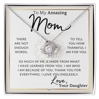 Gift for Mom - Im Grateful - To My Mother, From Daughter - A Beautiful Women's Pendant Necklace - Great For Mother's Day, Christmas, or Her Birthday - Liliana and Liam