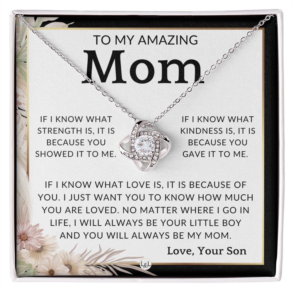 Gift for Mom, From Son - Because You - To Mother, From Son - Beautiful Women's Pendant Necklace - Great For Mother's Day, Christmas, or Her Birthday