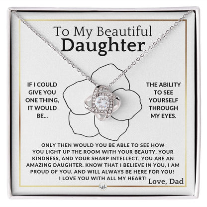 Through My Eyes - Elegant Knot Pendant Necklace - Gift For My Daughter From Dad - Liliana and Liam