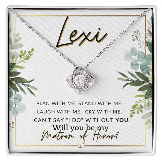 Matron of Honor Proposal, Custom Name - Be My Maid Of Honor, MOH Gift From Bride, Plan With Me , White and Green, Eucalyptus Wedding