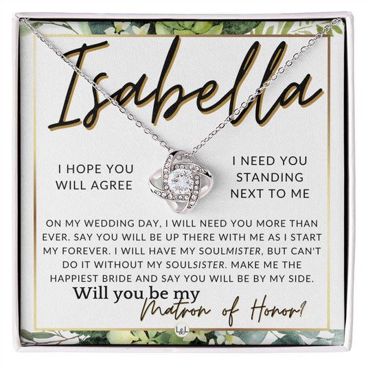Matron of Honor Proposal Gift, Custom Name, Be My MOH Gift From Bride, By My Side Wedding Party , White and Green, Eucalyptus Wedding