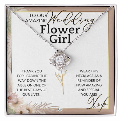 Flower Girl Necklace - Wedding Party Thank You Gift - Gratitude Gift, Token of Appreciation , Pink Floral and Boho Wedding Theme - Liliana and Liam