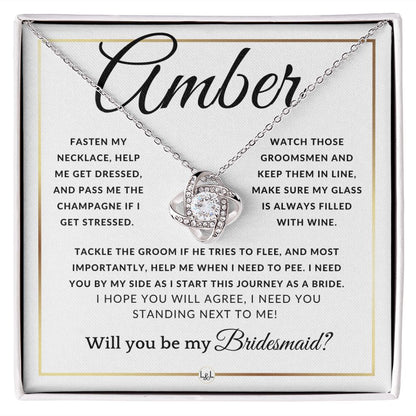 Bridesmaid Proposal - Wedding Party Necklace - Gift From Bride - Need You By My Side - Custom Name - Elegant White and Gold Wedding Theme