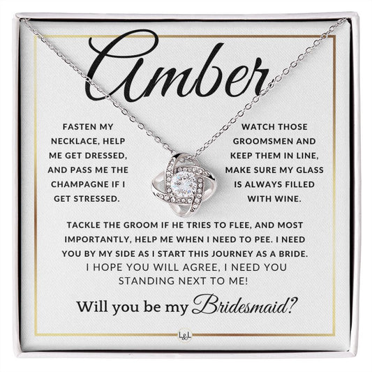 Need You By My Side - Custom Name Bridesmaid Proposal - Elegant White and Gold Wedding - Jewelry - Personalized Gift