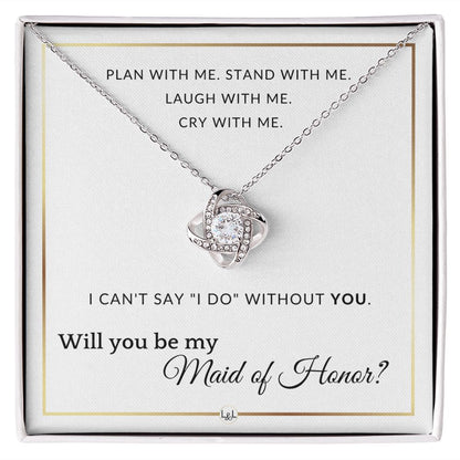 Maid of Honor Proposal - Wedding Party Necklace - Gift From Bride - Will you be my Maid of Honor - Elegant White and Gold Wedding Theme - Liliana and Liam