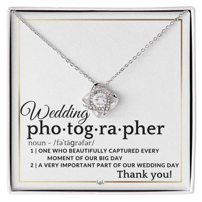Wedding Photographer Thank You - Female Photographer Gift - Elegant White and Gold Wedding Theme - Liliana and Liam