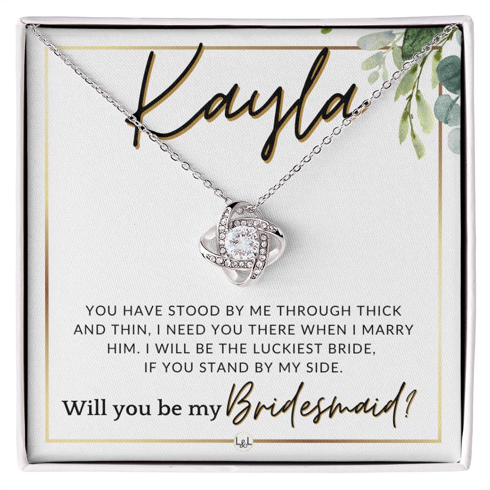 Bridesmaid Proposal Custom Name- Wedding Party Jewelry Accessories From Bride - Need You There , White and Green, Eucalyptus Wedding