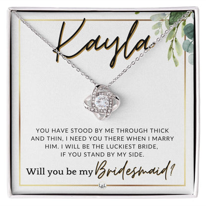 Bridesmaid Proposal Custom Name- Wedding Party Jewelry Accessories From Bride - Need You There , White and Green, Eucalyptus Wedding