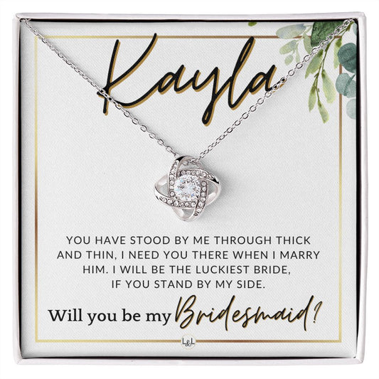 Bridesmaid Proposal Custom Name- Wedding Party Jewelry Accessories From Bride - Need You There , White and Green, Eucalyptus Wedding