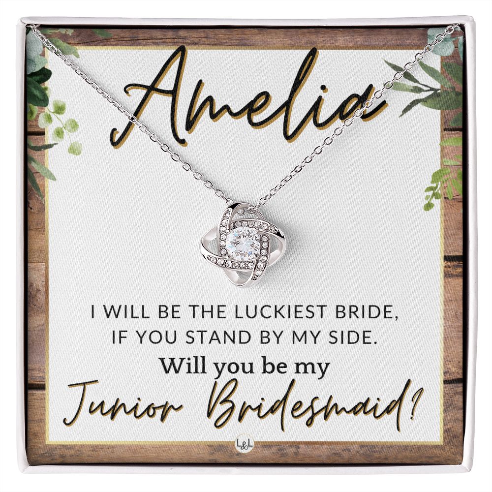 Junior Bridesmaid Proposal, Custom Name - Great Wedding Party Gift From Bride - Be By My Side , Rustic and Wood Wedding Theme