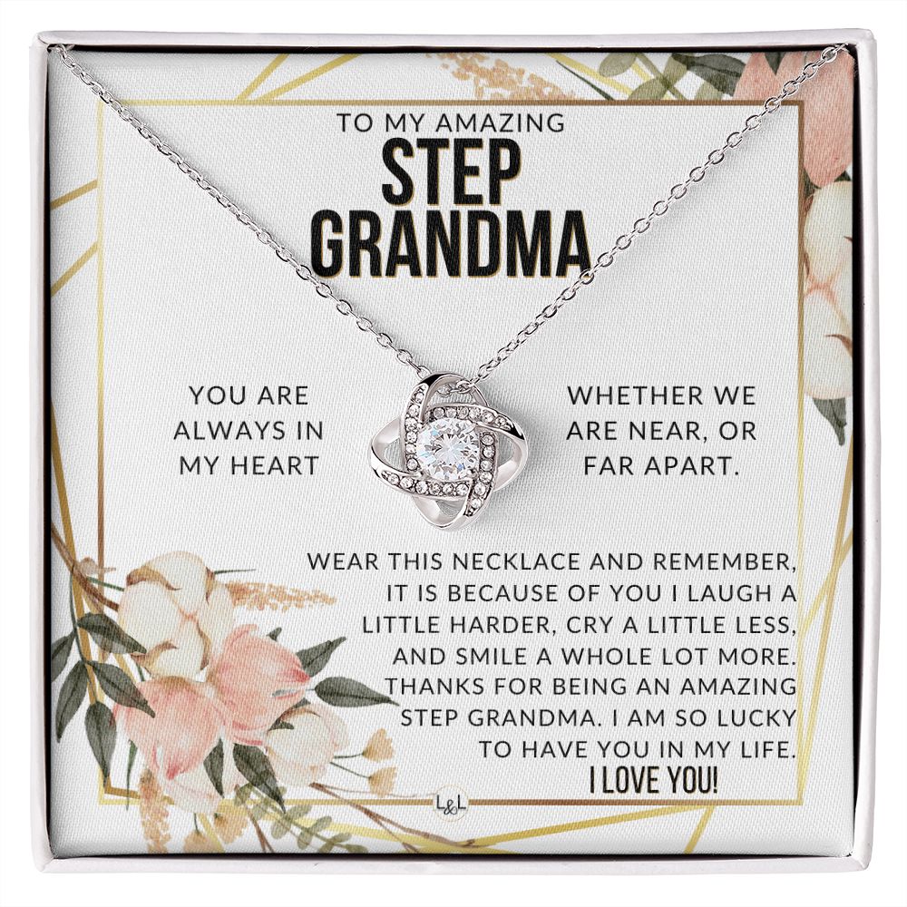 Step Grandma Gift - Beautiful Women's Pendant - From Granddaughter, Grandson, Grandkids - Great For Mother's Day, Christmas, or Birthday