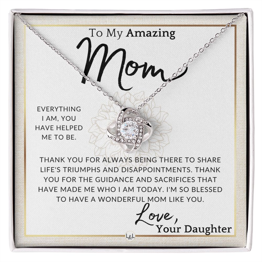 Gift for Mom - You Helped Me - To My Mother, From Daughter - A Beautiful Women's Pendant Necklace - Great For Mother's Day, Christmas, or Her Birthday