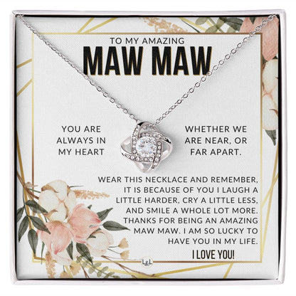 Maw Maw Gift - Beautiful Women's Pendant - From Granddaughter, Grandson, Grandkids - Great For Mother's Day, Christmas, or Birthday