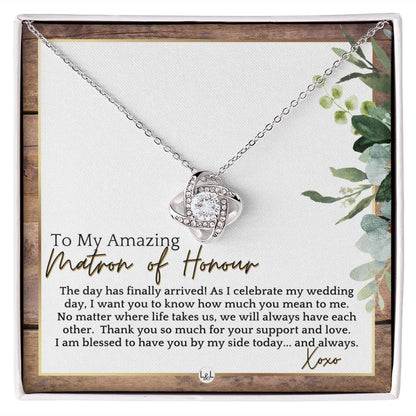 Matron of Honour Thank You Gift - On My Wedding Day Gift From Bride - Wedding Party Accessories , Rustic and Wood Wedding Theme - Liliana and Liam