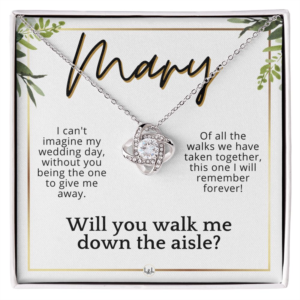 Will You Walk Me Down The Aisle - Custom Name Wedding Day Give Me Away Proposal From The Bride , White and Green, Eucalyptus Wedding