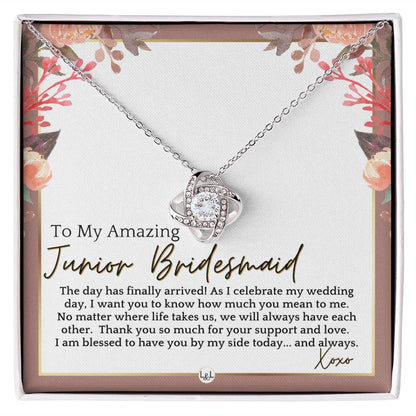 Junior Bridesmaid Gift - On My Wedding Day For Jr. Bridesmaid - Wedding Party Thank You Gift , Pink Floral and Boho Wedding Theme - Liliana and Liam