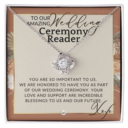 Wedding Ceremony Reader - Great Thank You Gift From Bride and Groom - Gratitude & Appreciation , Terracotta, Rust And Gold Wedding Theme - Liliana and Liam