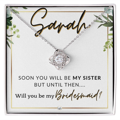 Bridesmaid Proposal, Custom Name - Will You Be My Bridesmaid, Sister in Law - Wedding Party , White and Green, Eucalyptus Wedding