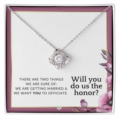 Wedding Officiant Proposal - Female Wedding Officiant, Pastor, Celebrants - Do Us The Honor , Pink Floral and Boho Wedding Theme - Liliana and Liam
