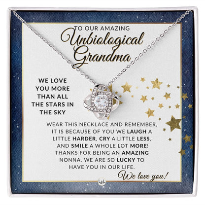 Our Unbiological Grandma Gift - Meaningful Necklace - Great For Mother's Day, Christmas, Her Birthday, Or As An Encouragement Gift - Liliana and Liam