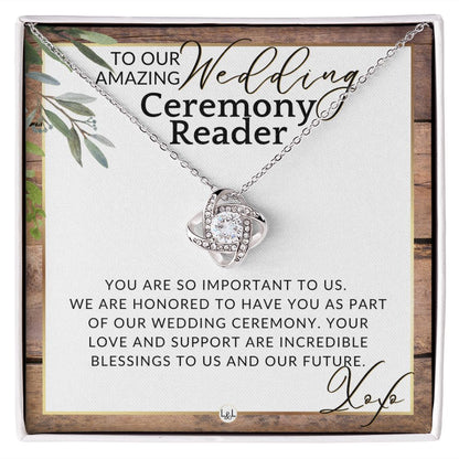 Wedding Ceremony Reader - Great Thank You Gift From Bride and Groom - Gratitude & Appreciation , Rustic and Wood Wedding Theme - Liliana and Liam