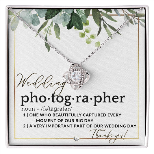 Wedding Photographer Gift - Thank You From Bride & Groom - Gratitude Gift, Token of Appreciation , White and Green, Eucalyptus Wedding - Liliana and Liam